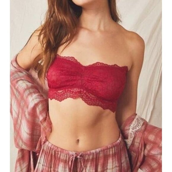 Free People Intimately Lace Look Bandeau Burgundy - Picture 2 of 3